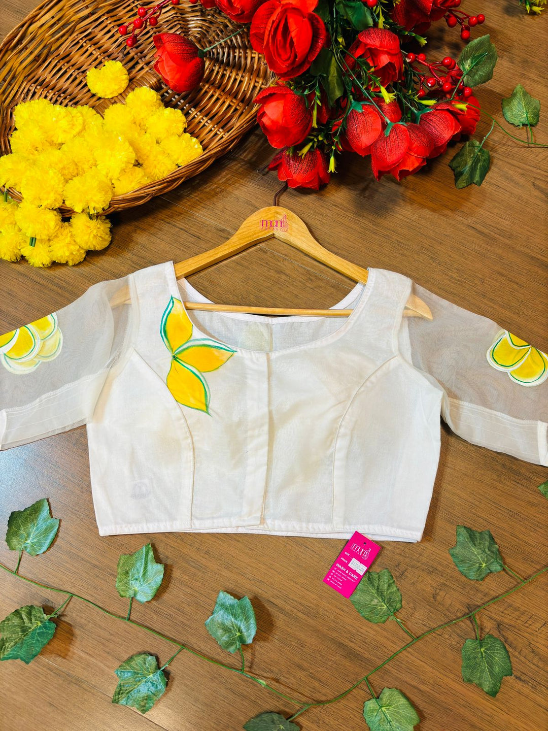 Gulancha Hand Paint 3D Organza Blouse