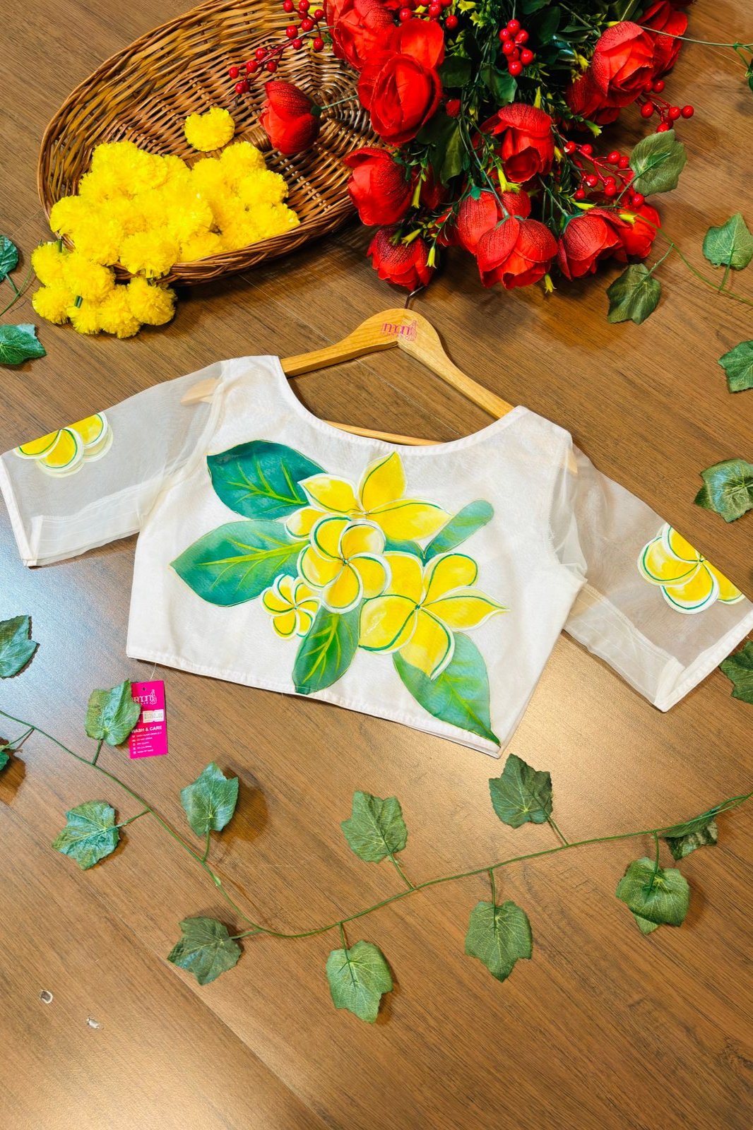 Gulancha Hand Paint 3D Organza Blouse