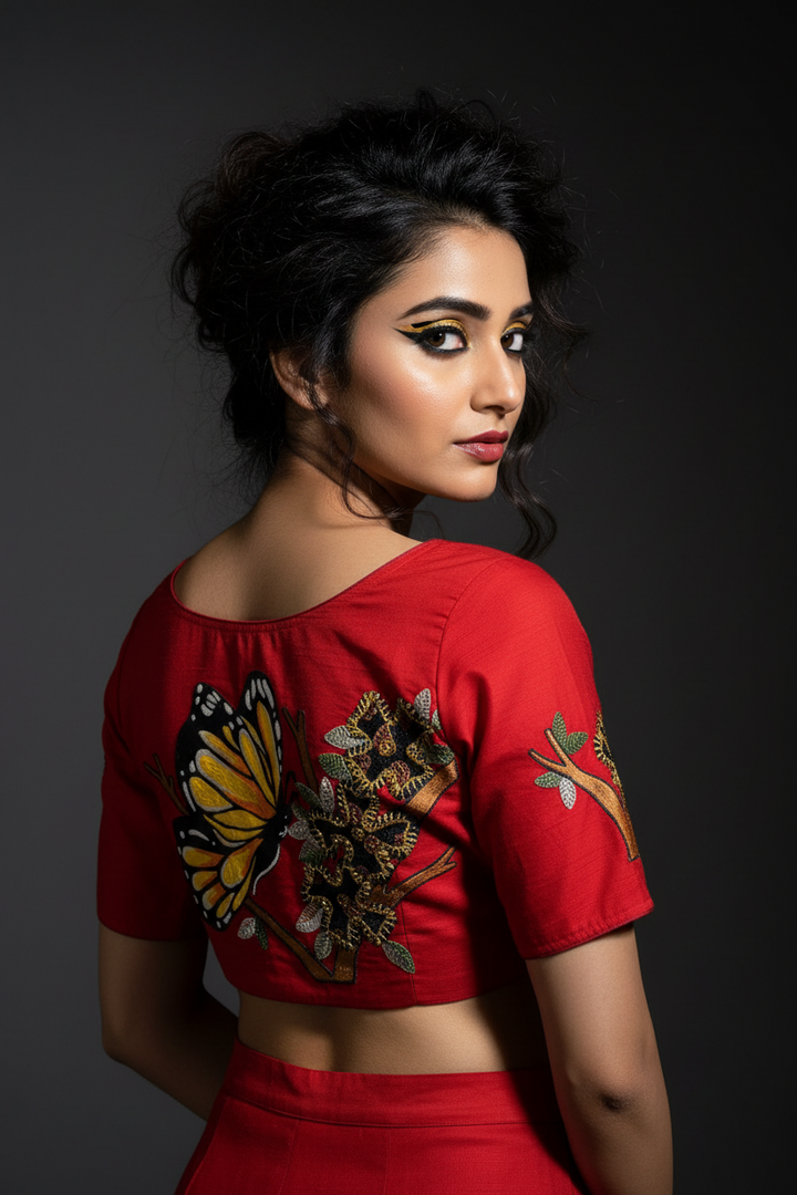 Flying Beauty- Hand Painted Designer Blouse