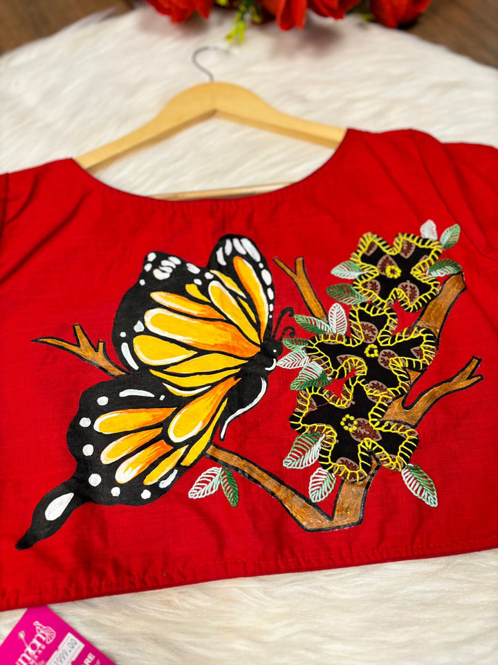 Flying Beauty- Hand Painted Designer Blouse