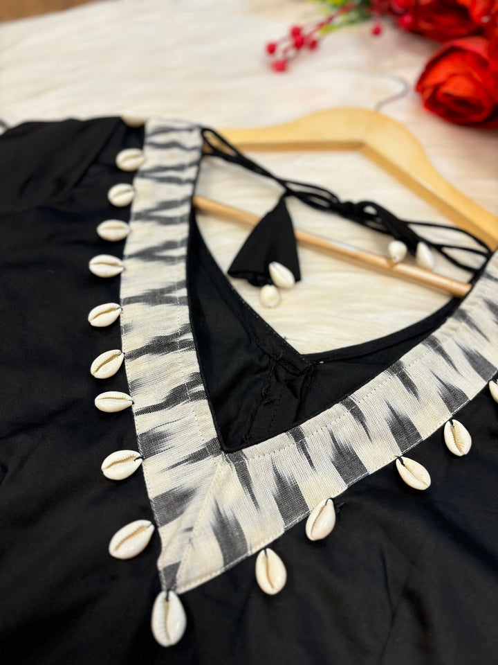 New Direction- Black Designer Blouse With Cowrie shells