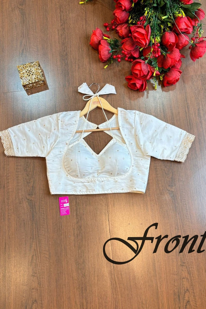 New Style White Padded  Designer Blouse