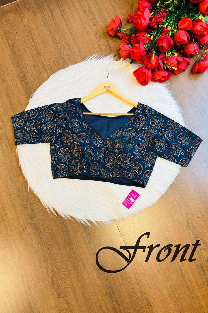 Ajrakh Mon -Hand Block Printed Designer Blouse