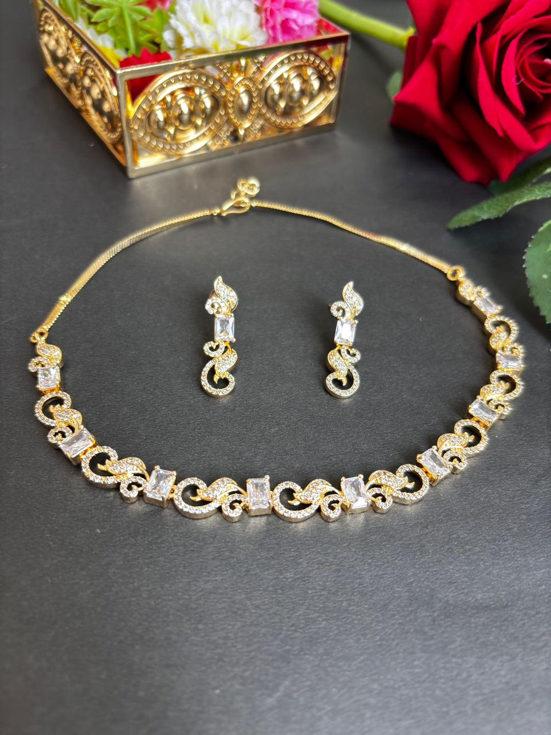 Trendy American Diamond Necklace Set