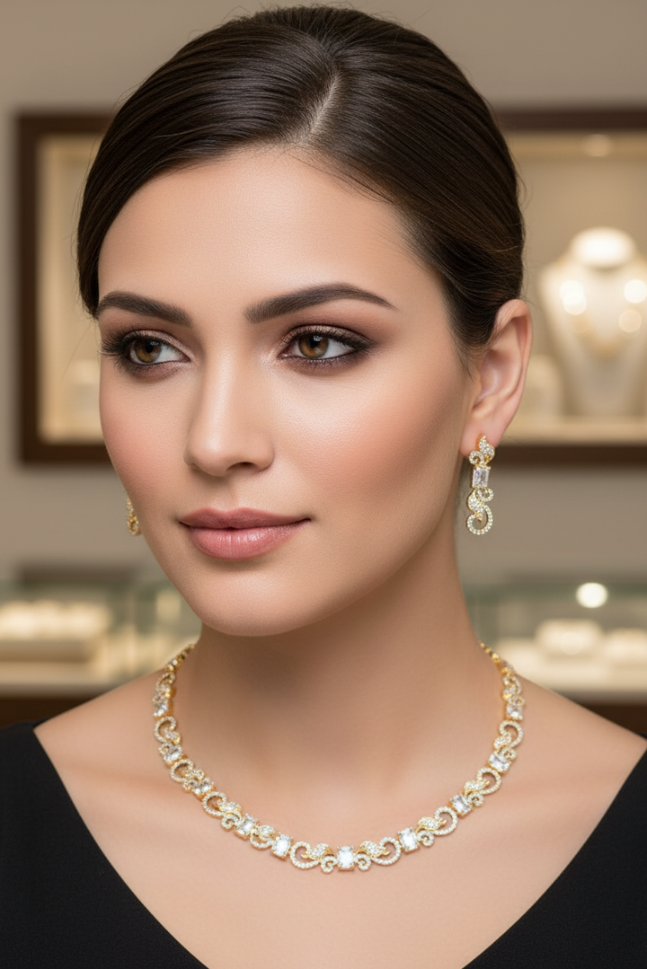 Trendy American Diamond Necklace Set