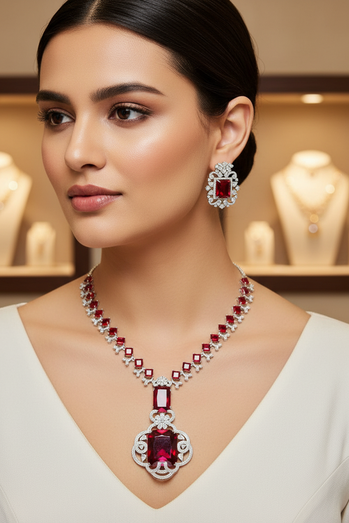 As Red As Wine- Fancy Long Necklace Set
