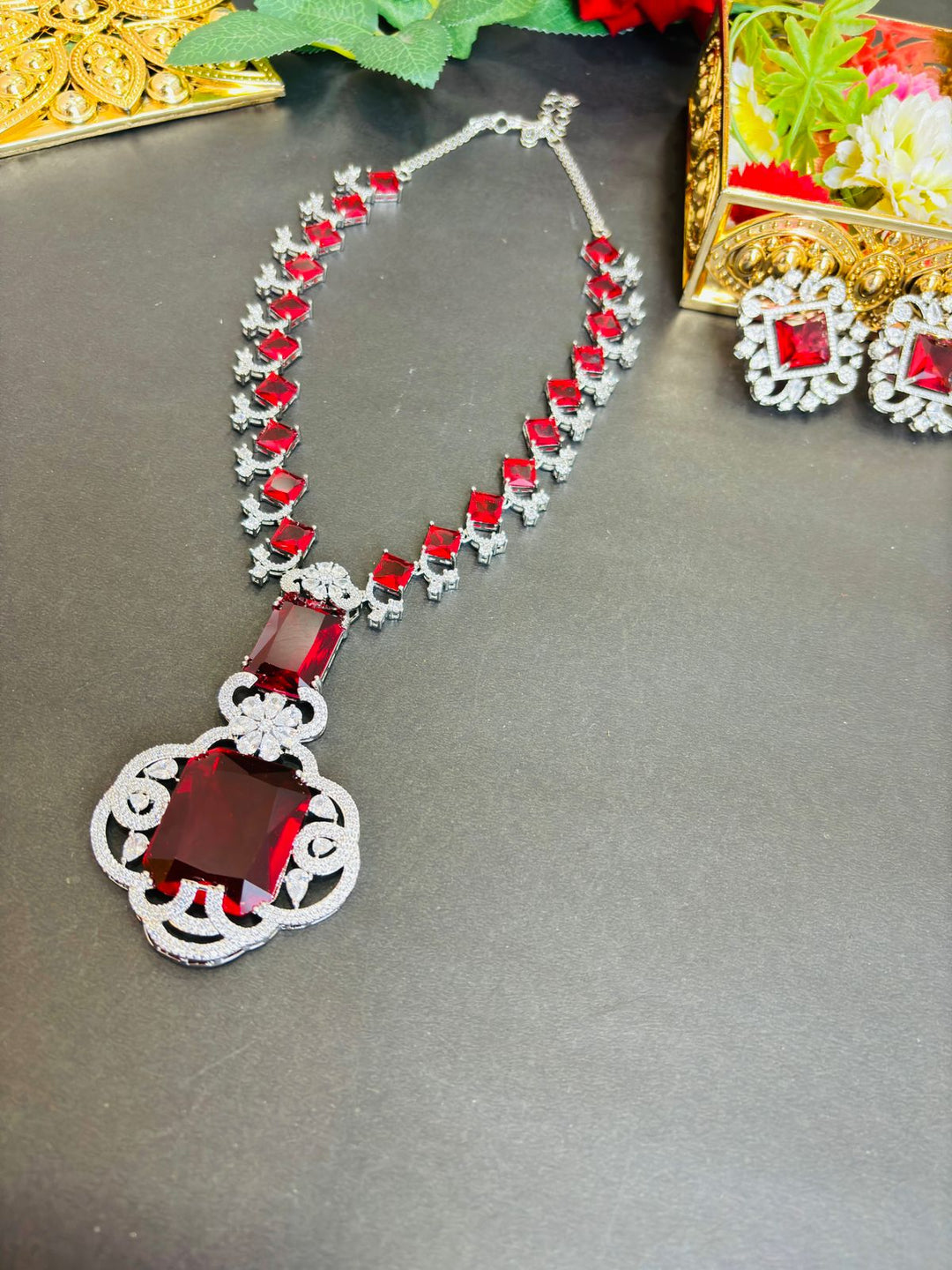 As Red As Wine- Fancy Long Necklace Set