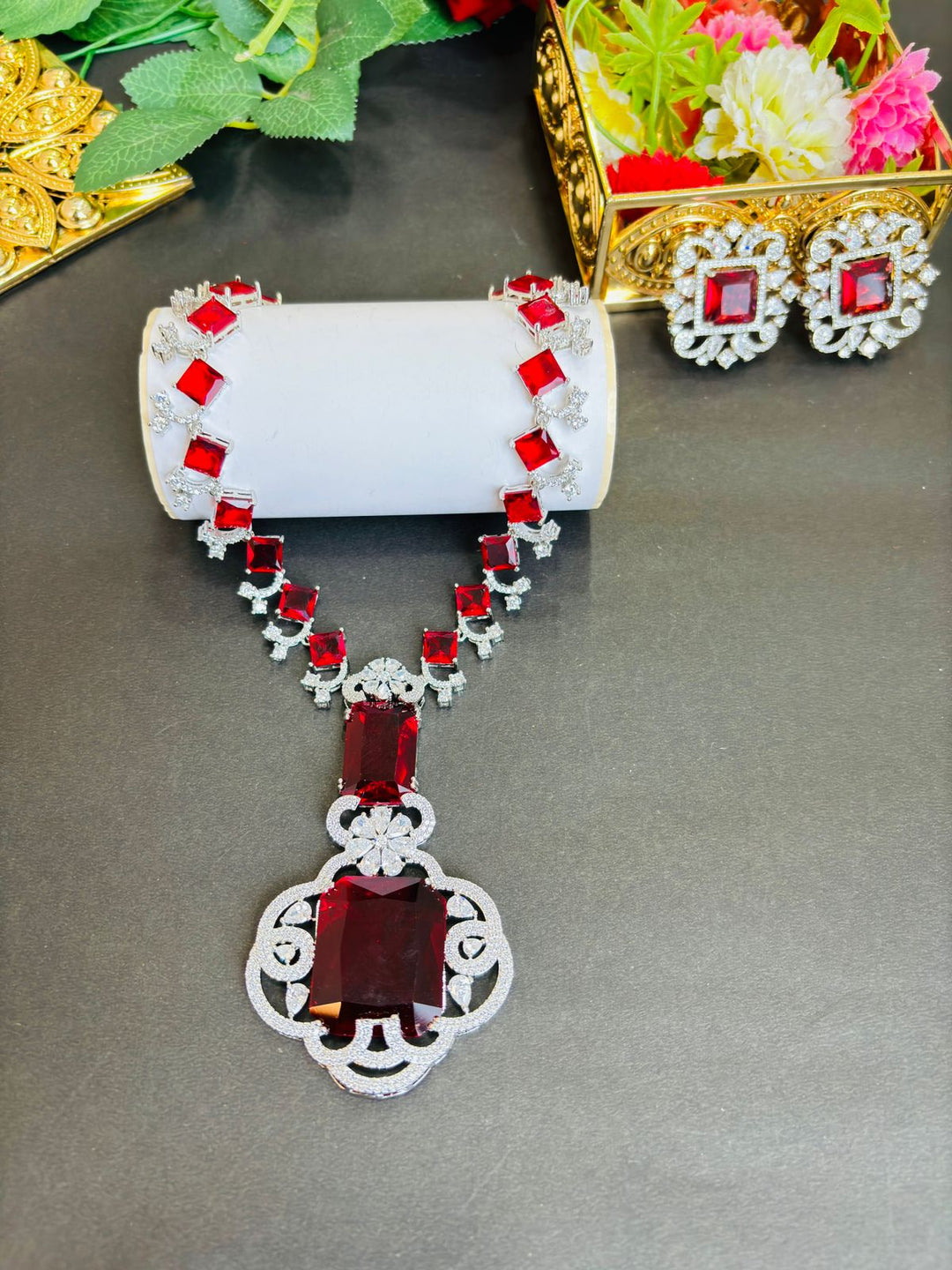 As Red As Wine- Fancy Long Necklace Set