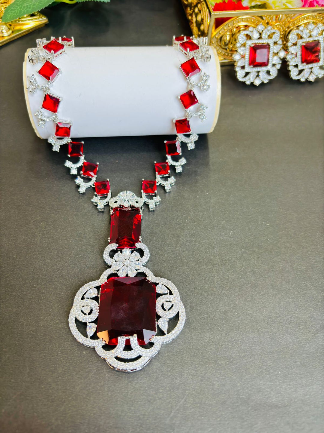 As Red As Wine- Fancy Long Necklace Set