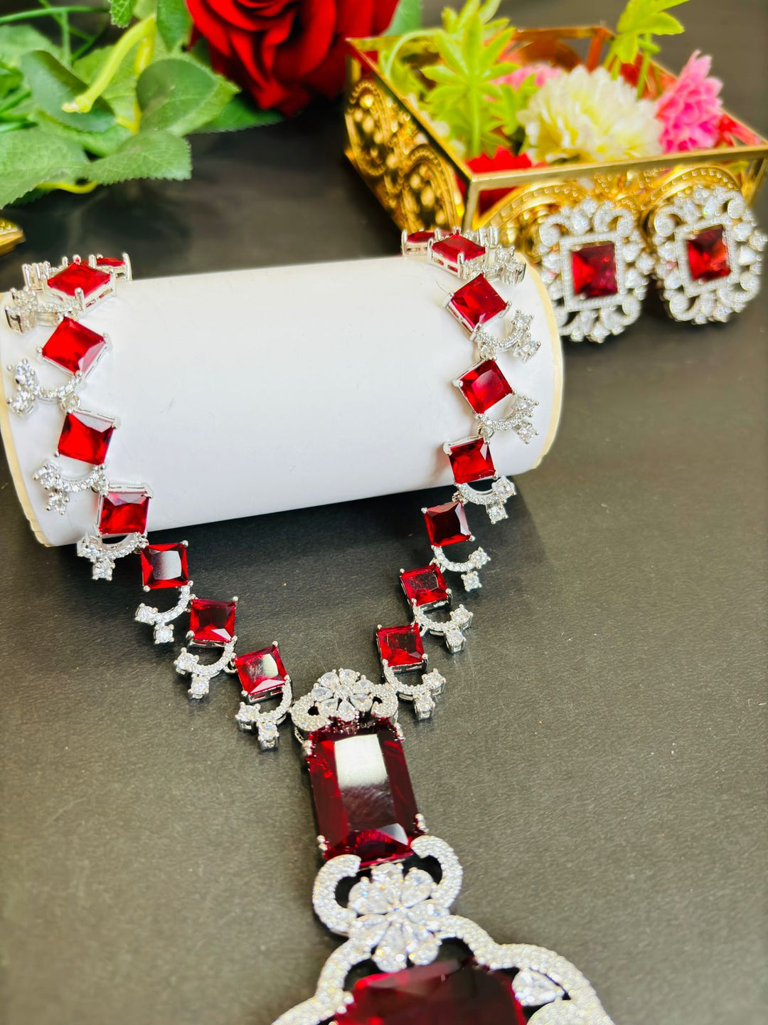 As Red As Wine- Fancy Long Necklace Set