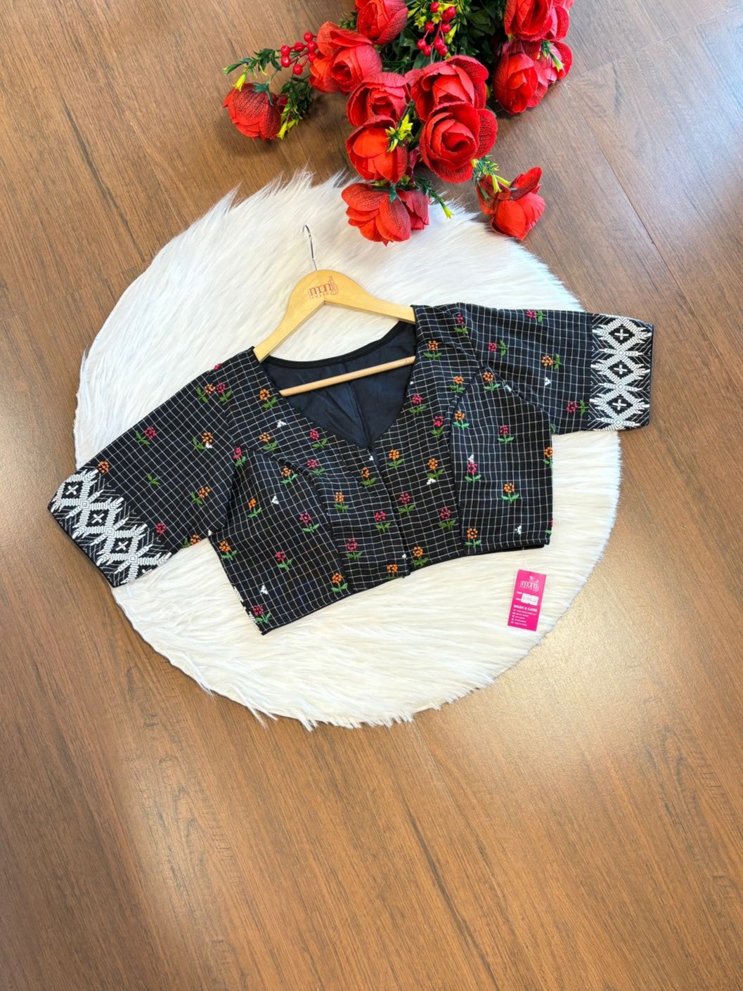 Check And weaved Designer Blouse