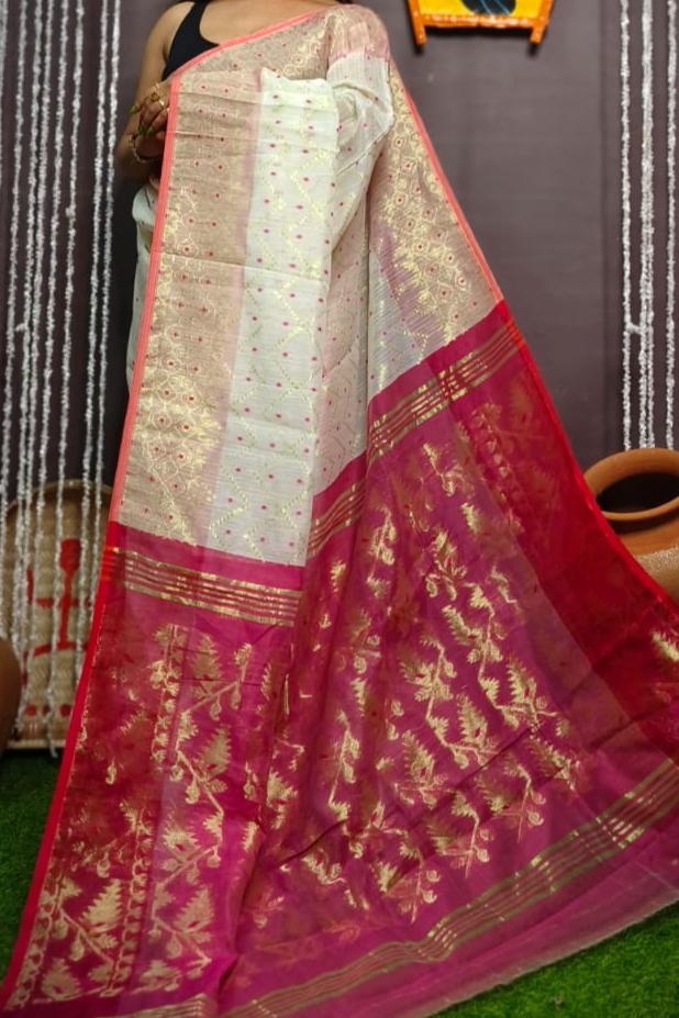 Yuvisha Bengal Jori Dhakai Jamdani Saree