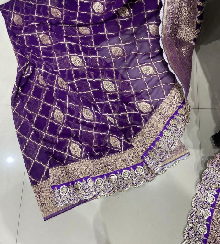 Any Day Special Crepe Georgette  Banarasi Silk Saree