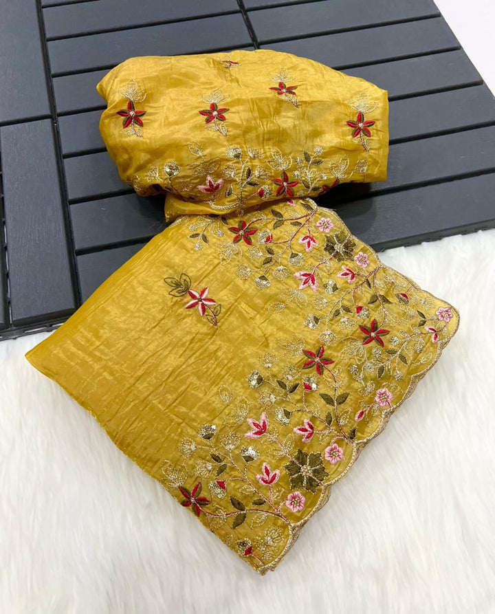 Festive Love Gold Crush Tissue Saree