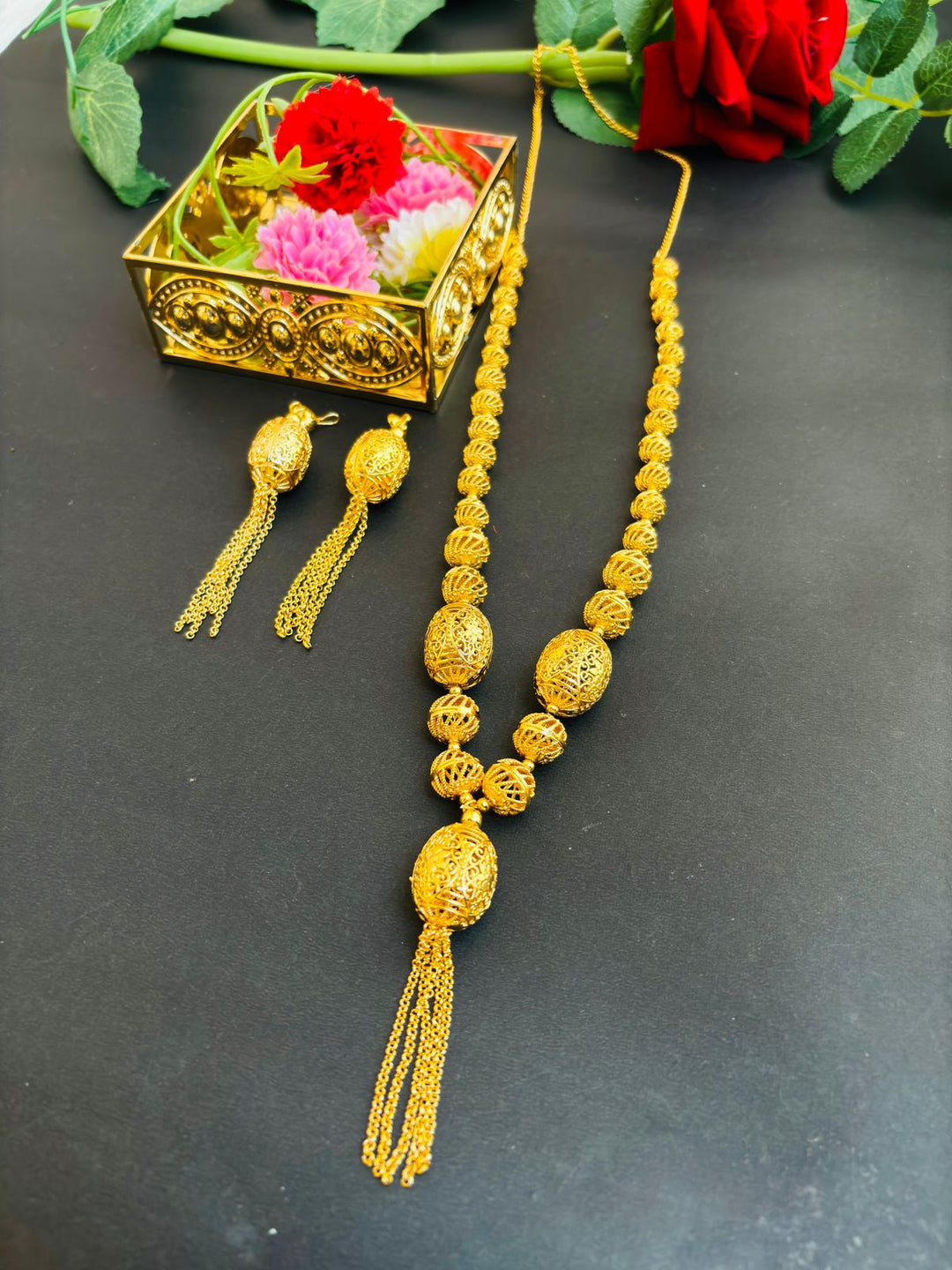 Dholak Design Gold Plated Set