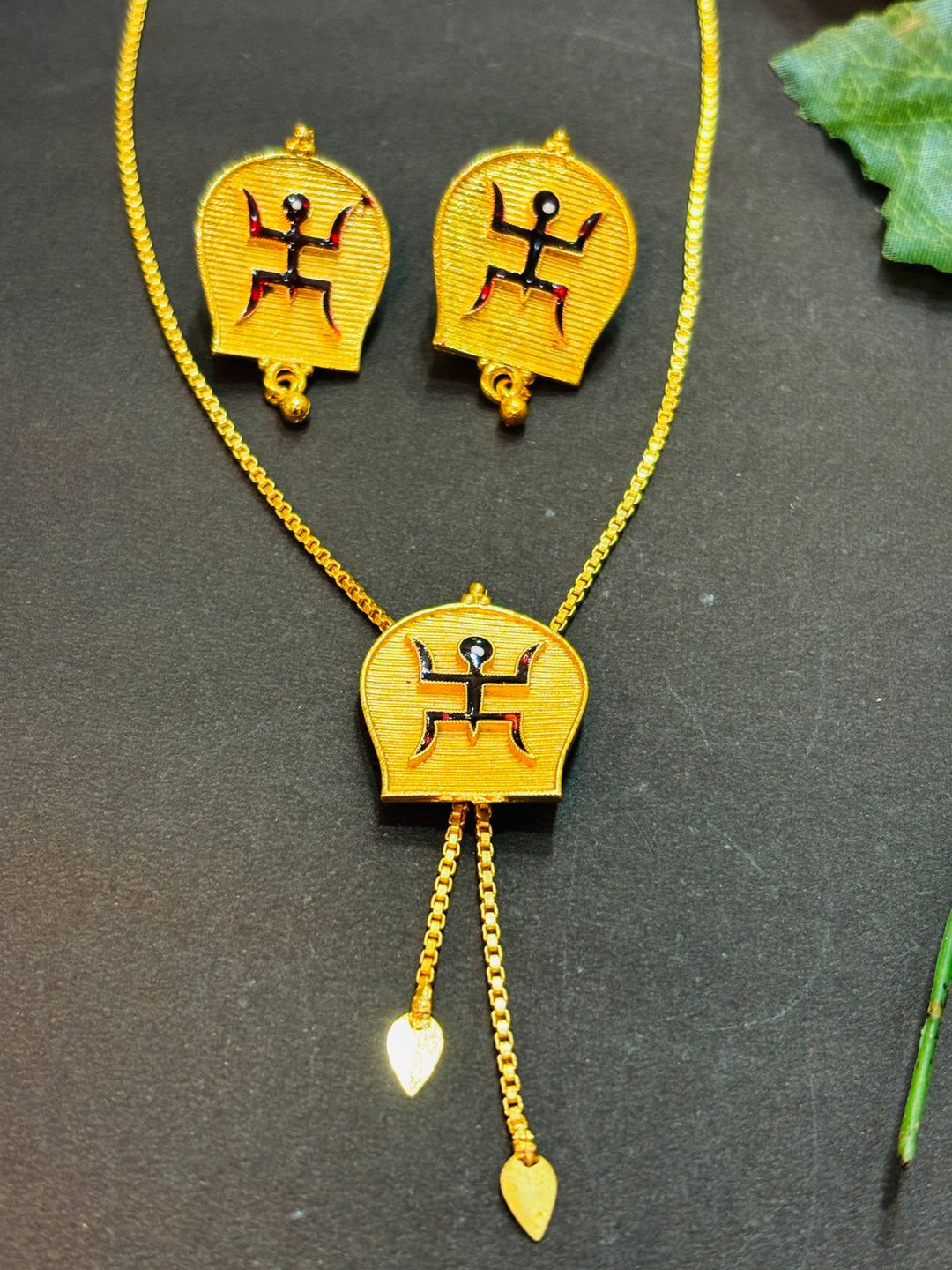 Swastik- Gold Plated Necklace Set