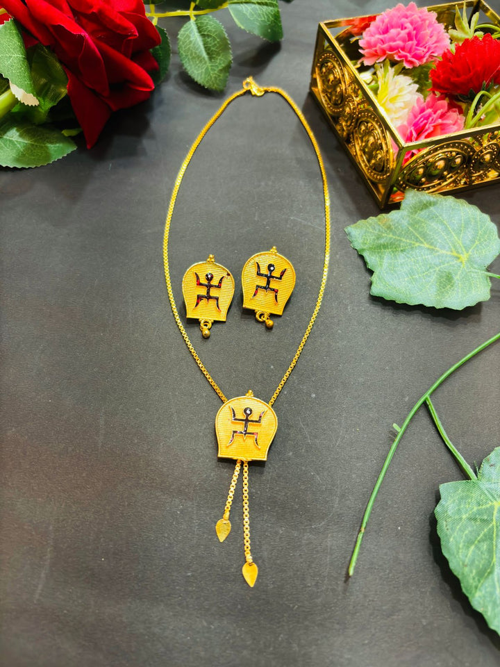 Swastik- Gold Plated Necklace Set