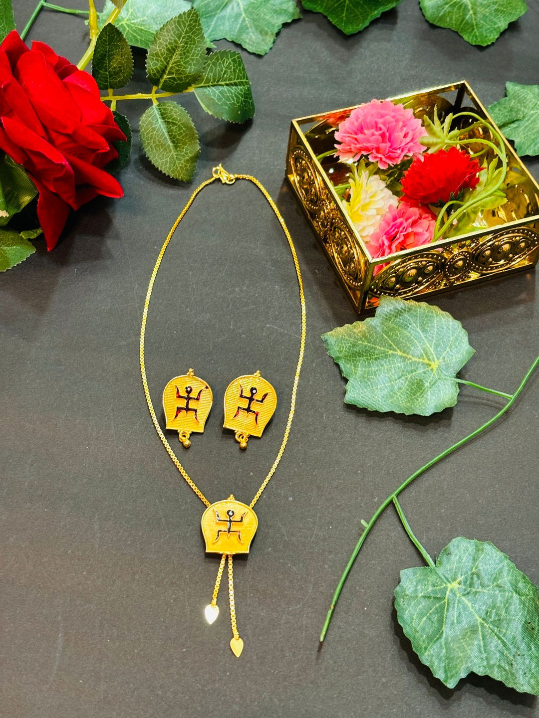 Swastik- Gold Plated Necklace Set