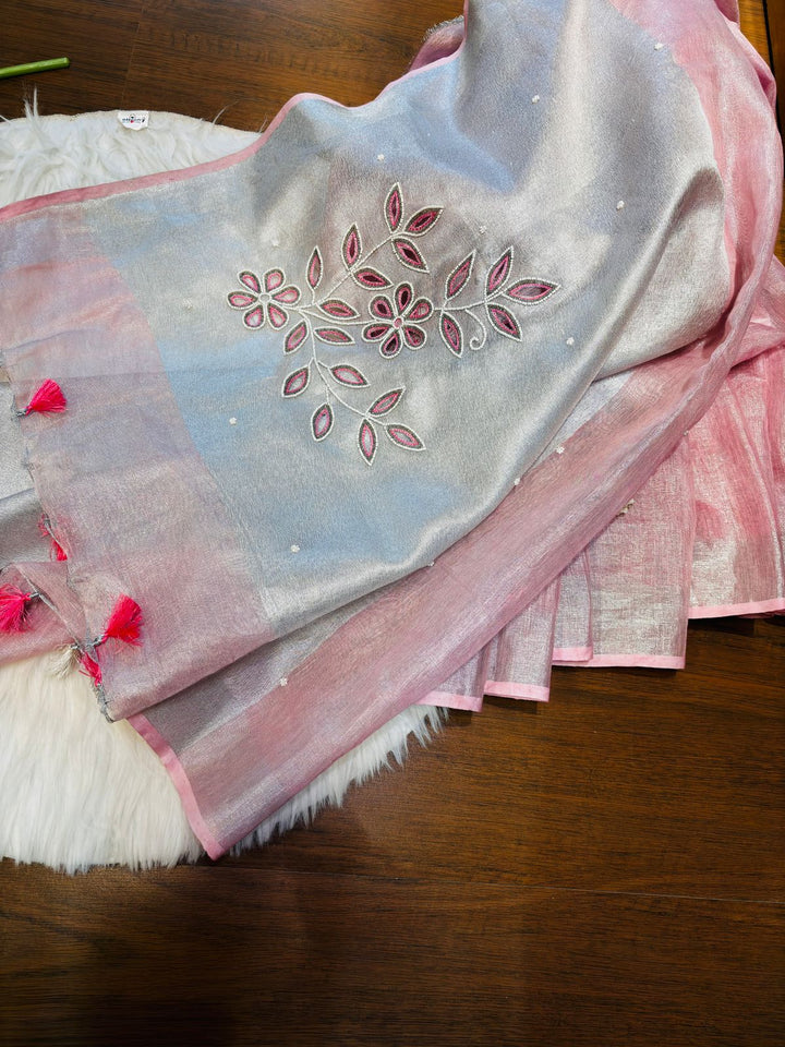 Pearl Millete ( Pure Tissue Linen Saree)