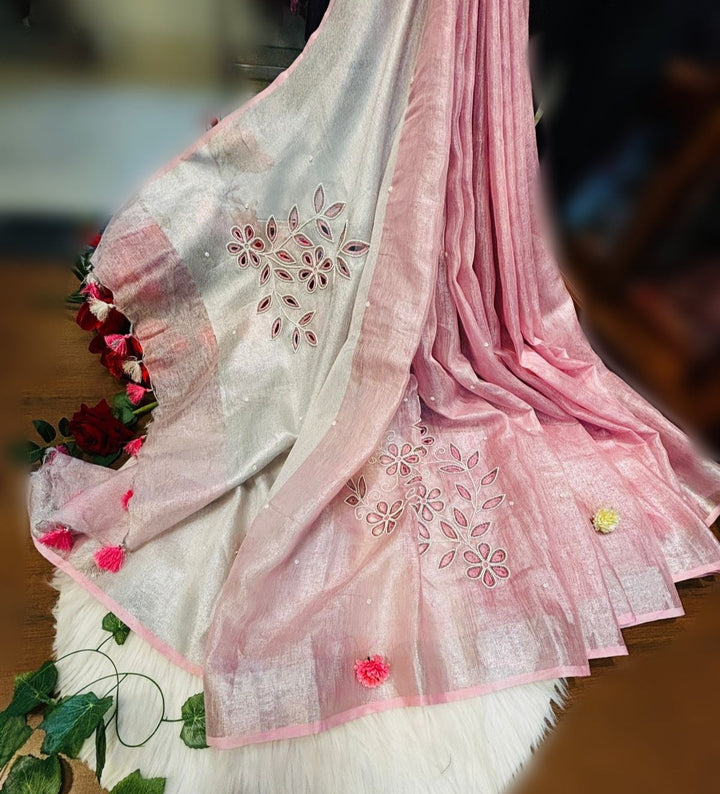 Pearl Millete ( Pure Tissue Linen Saree)