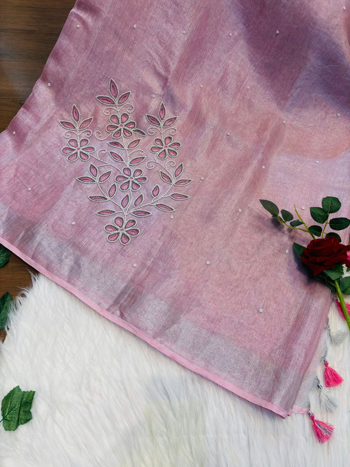 Pearl Millete ( Pure Tissue Linen Saree)