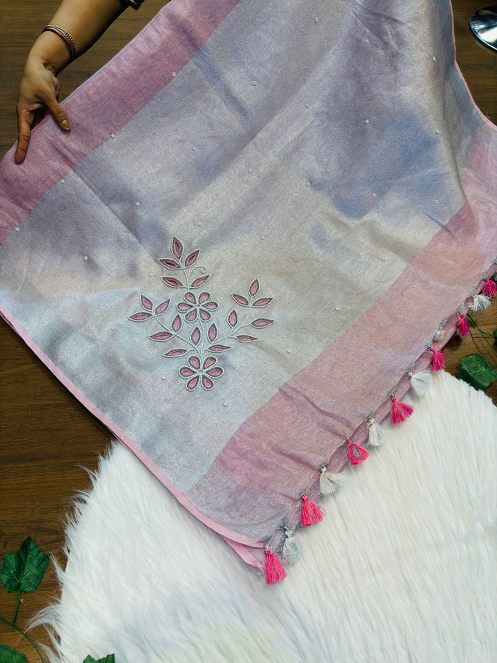 Pearl Millete ( Pure Tissue Linen Saree)