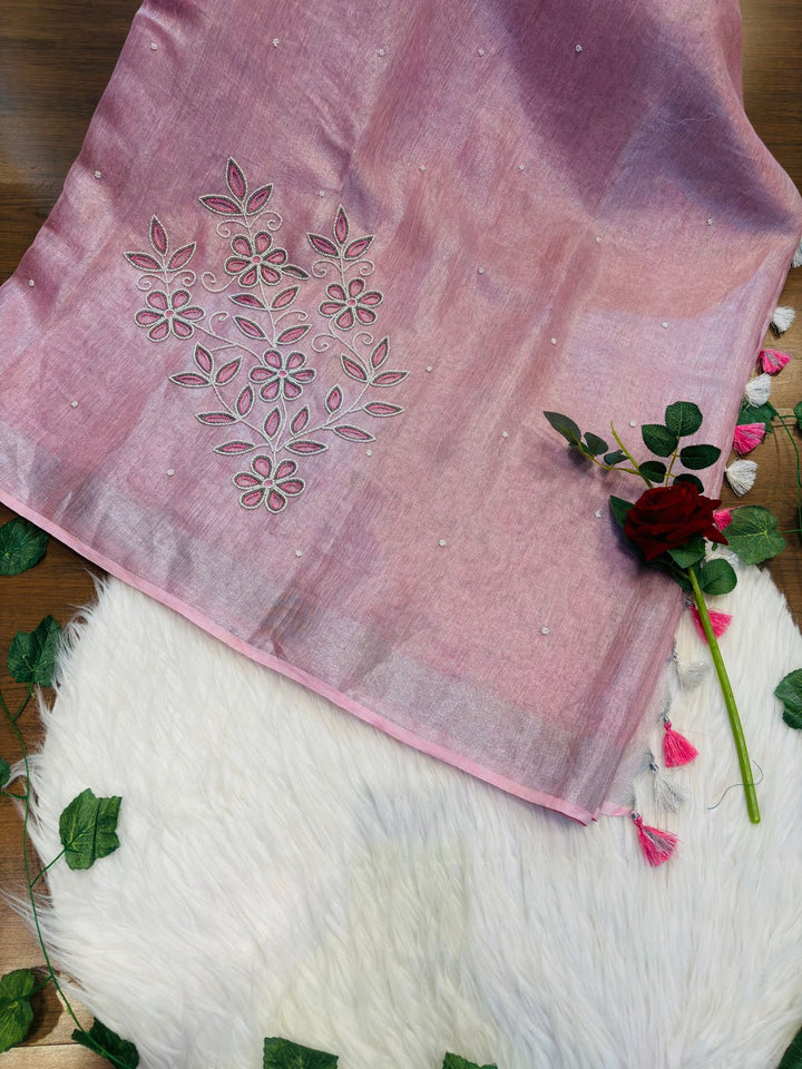 Pearl Millete ( Pure Tissue Linen Saree)