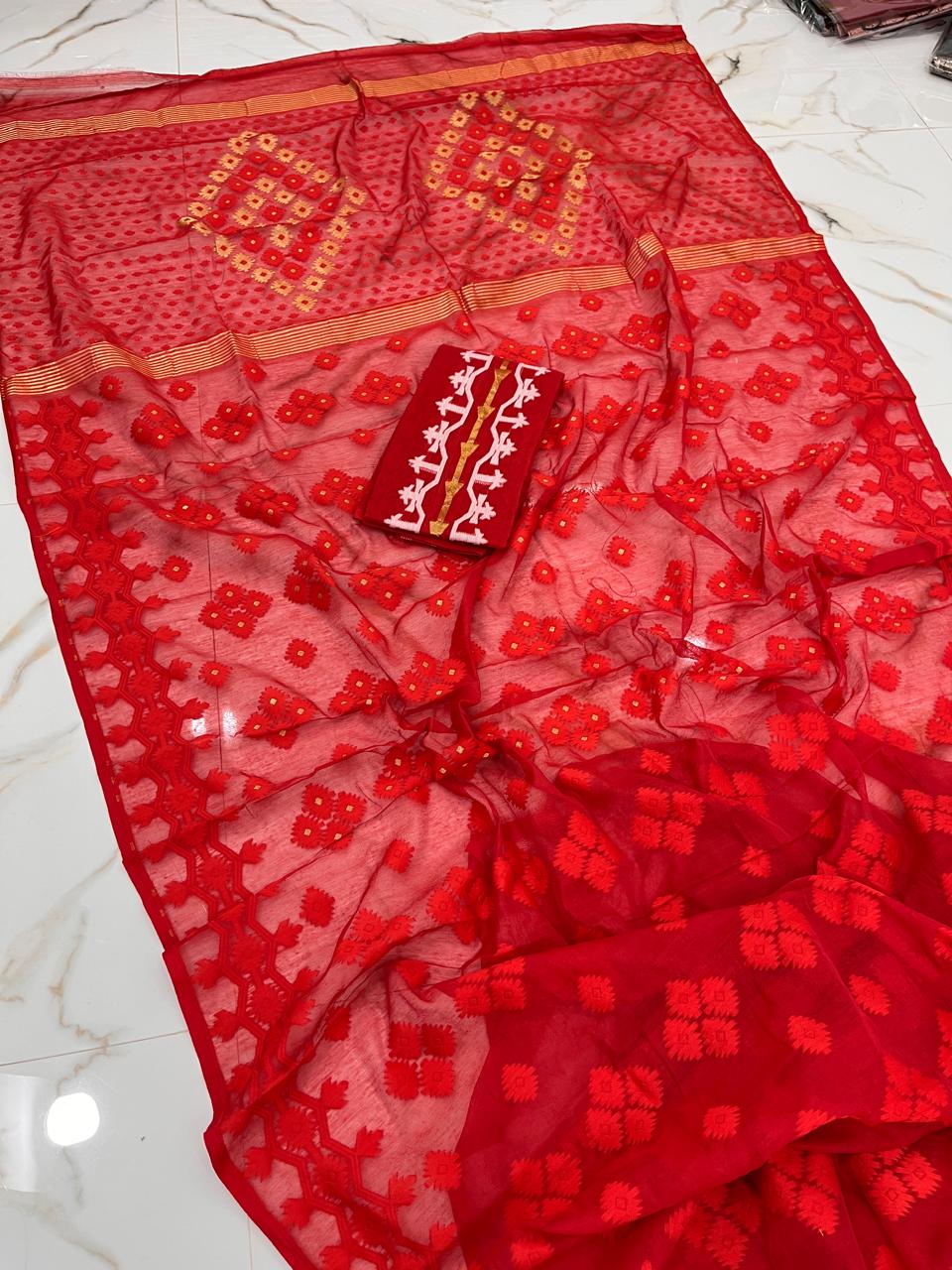 Laal Maati Dhakai Jamdani Saree