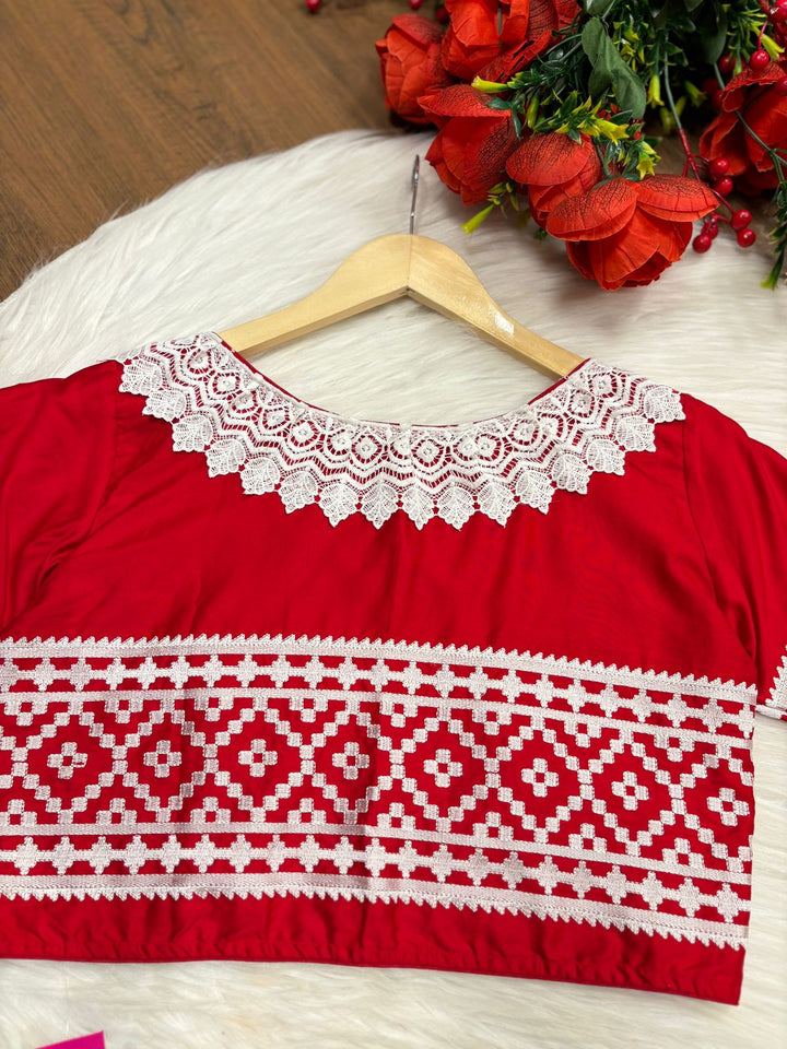 Red Embroidery - Designer Blouse