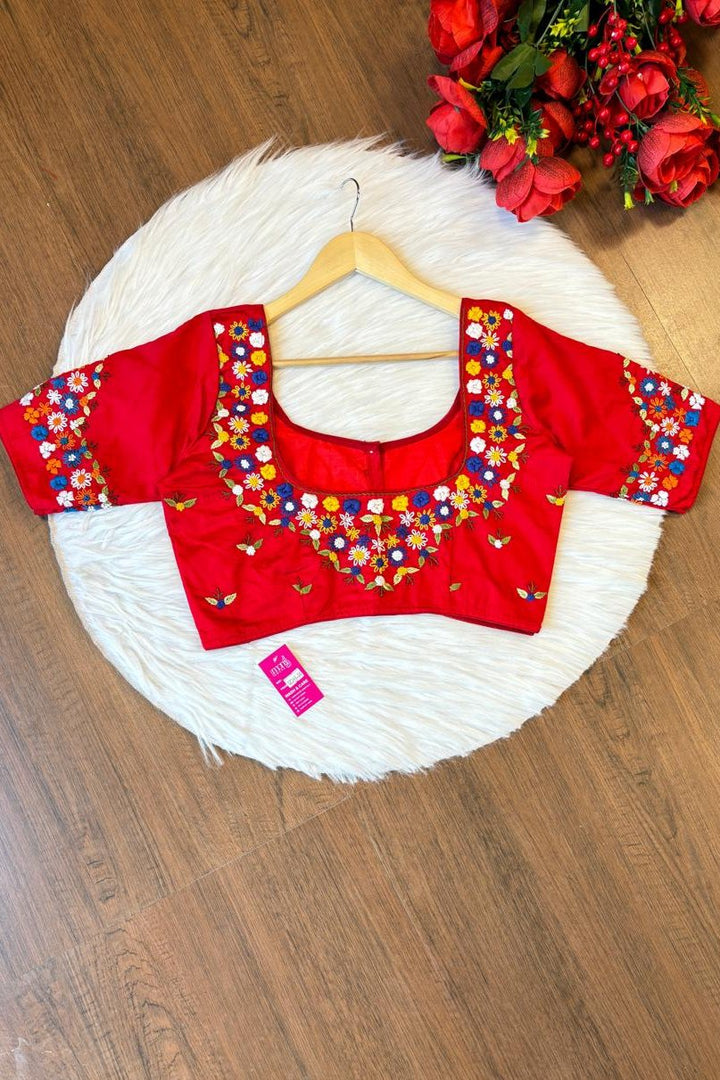 Pretty In Red Designer Blouse