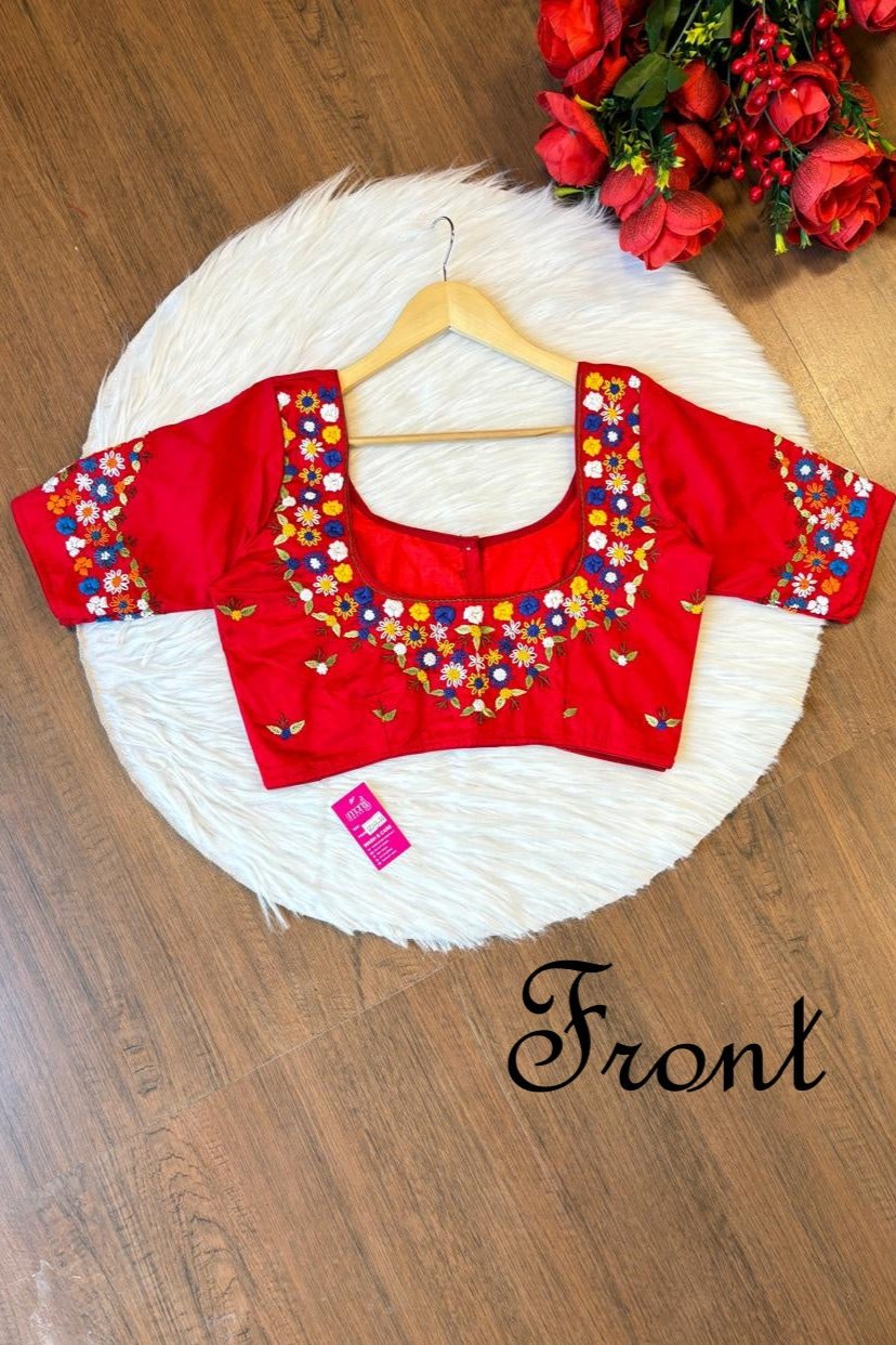 Pretty In Red Designer Blouse