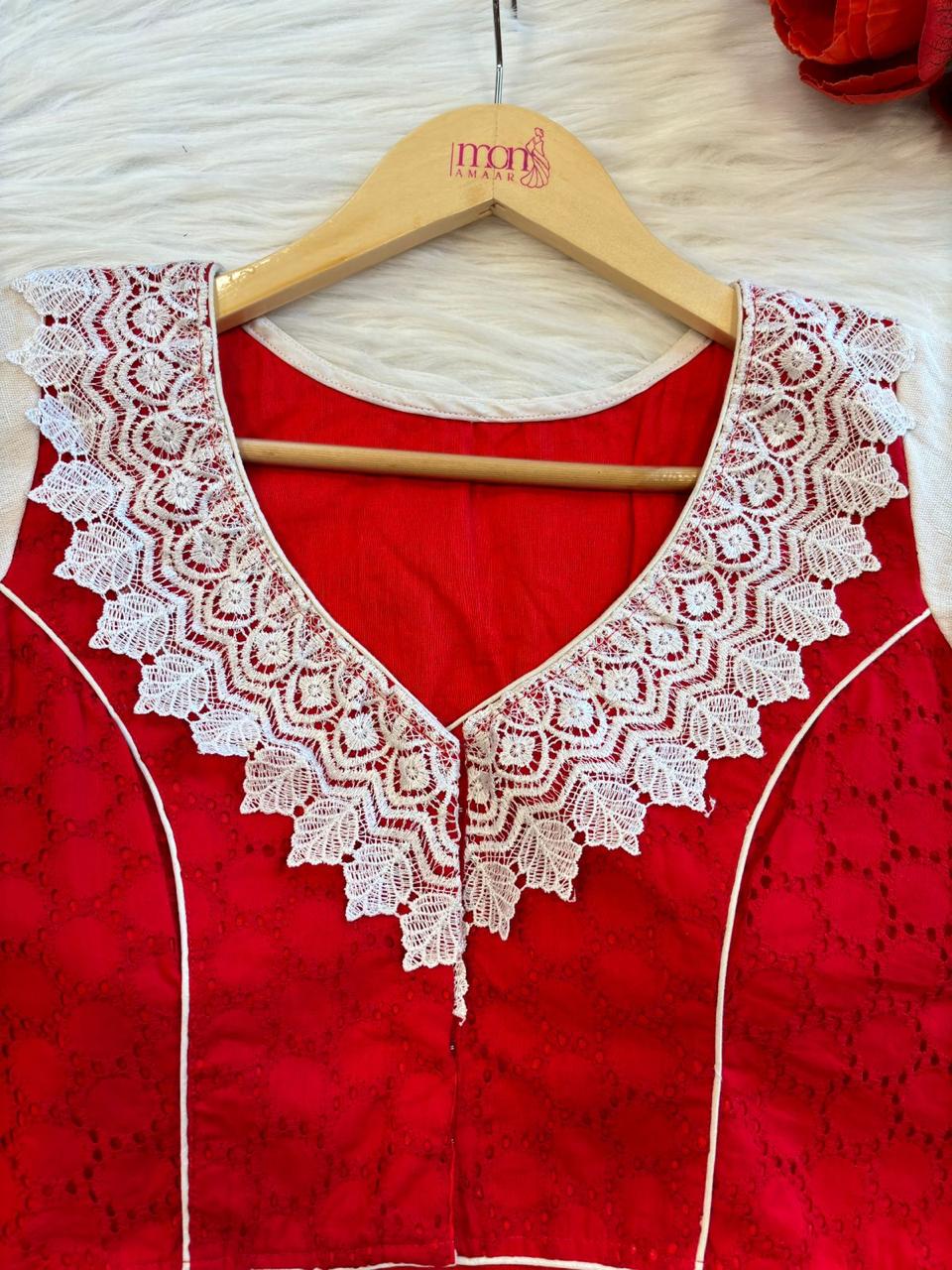 Gamosa- Designer Hacoba Blouse With Lace