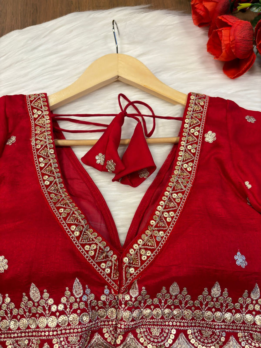 Lovey Red Designer Blouse