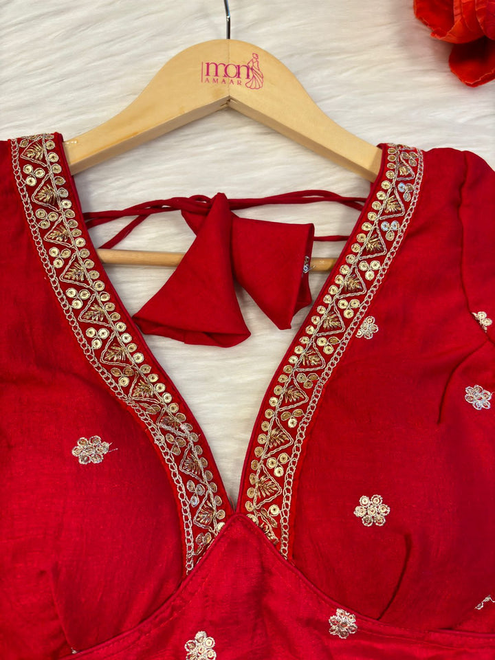 Lovey Red Designer Blouse