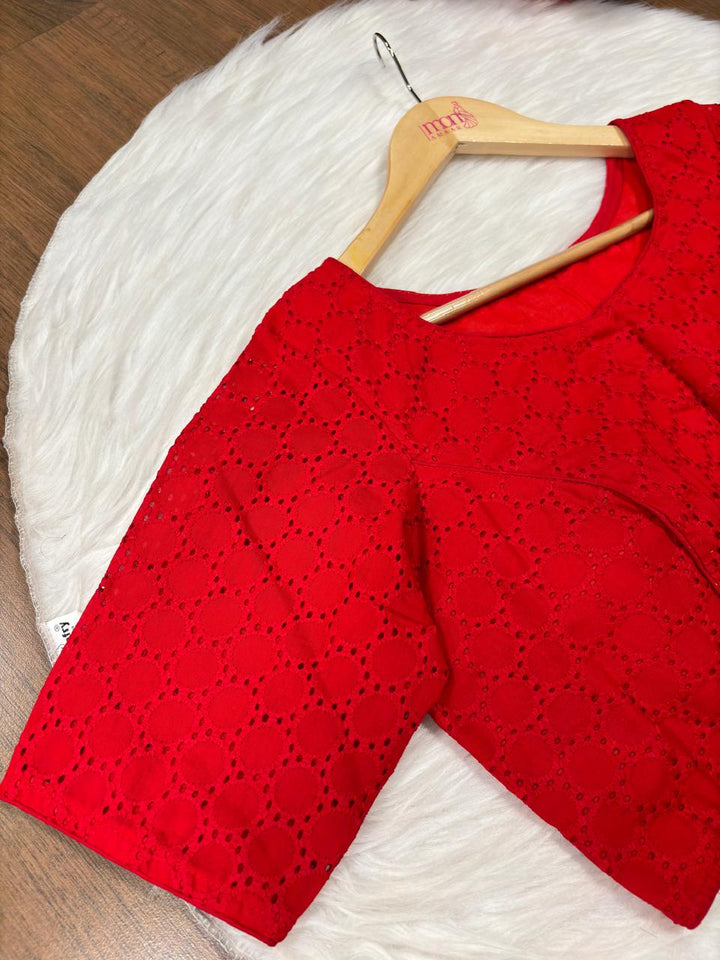 Emerging Red Hacoba- Designer Blouse