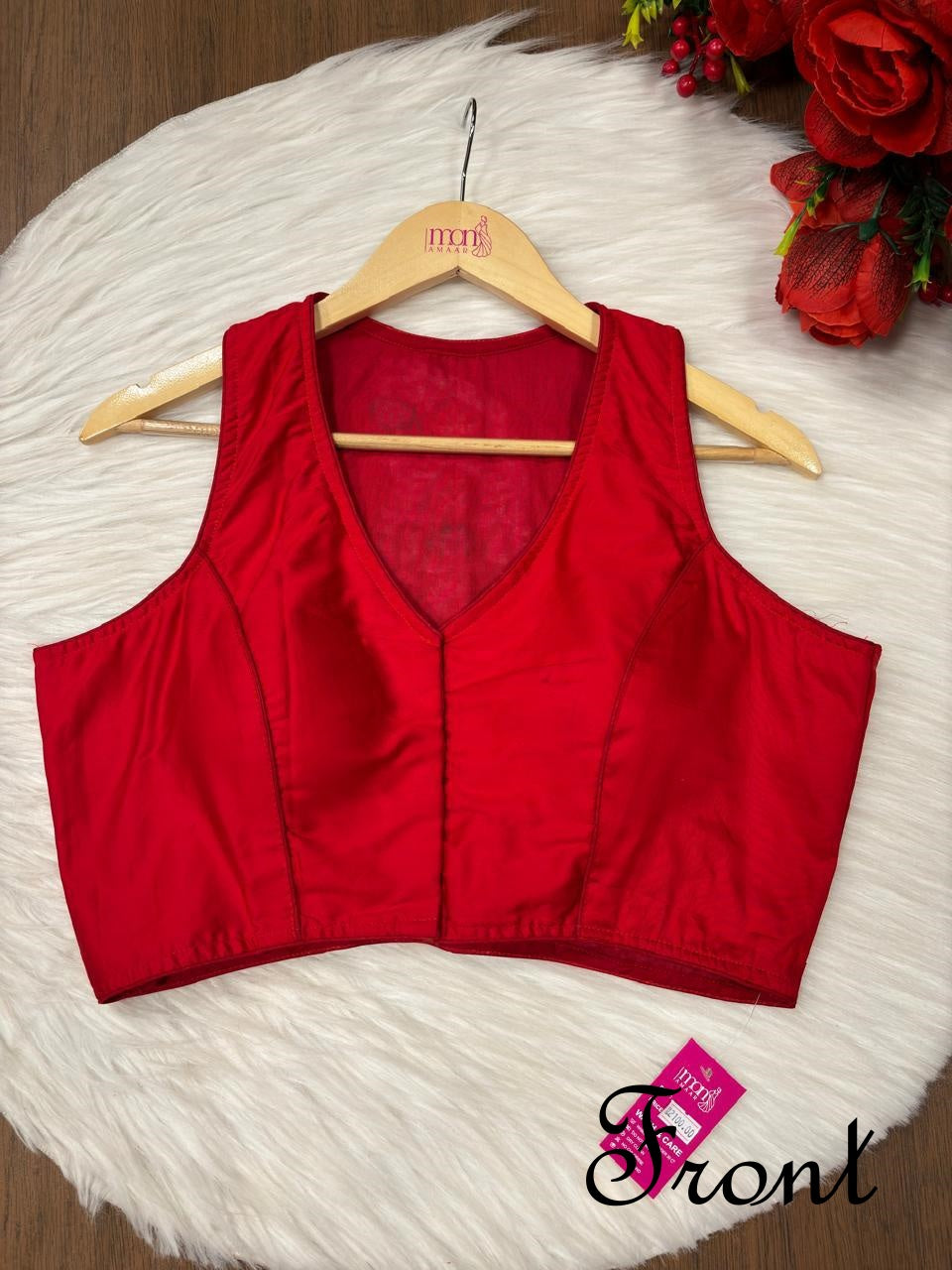 Ethereal Red Beauty Designer Cotton Blouse