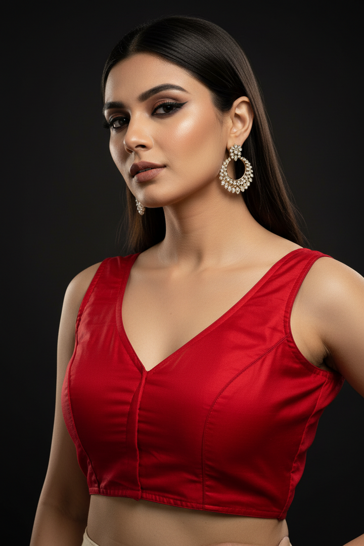 Ethereal Red Beauty Designer Cotton Blouse