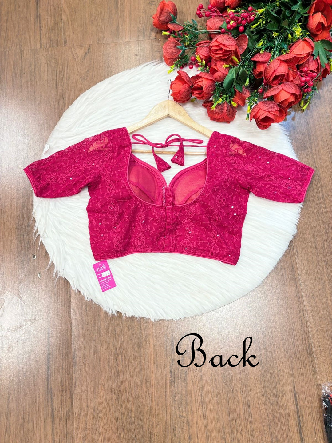 Pink Sparkle Designer Net Blouse