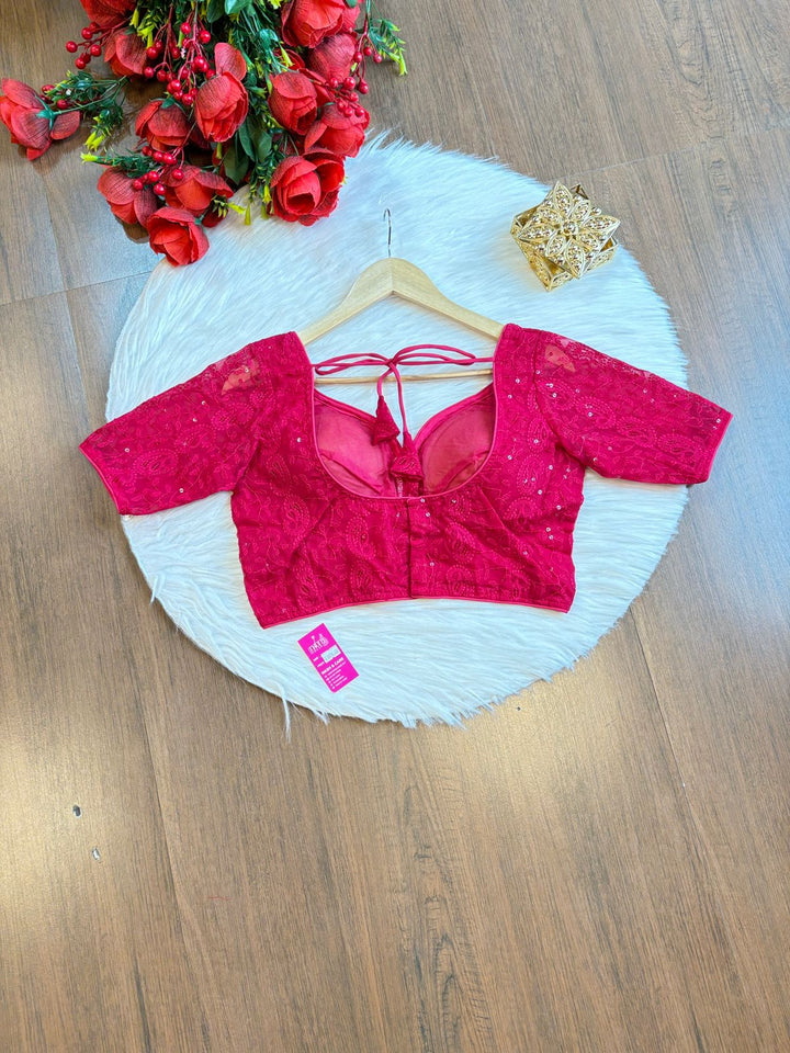 Pink Sparkle Designer Net Blouse