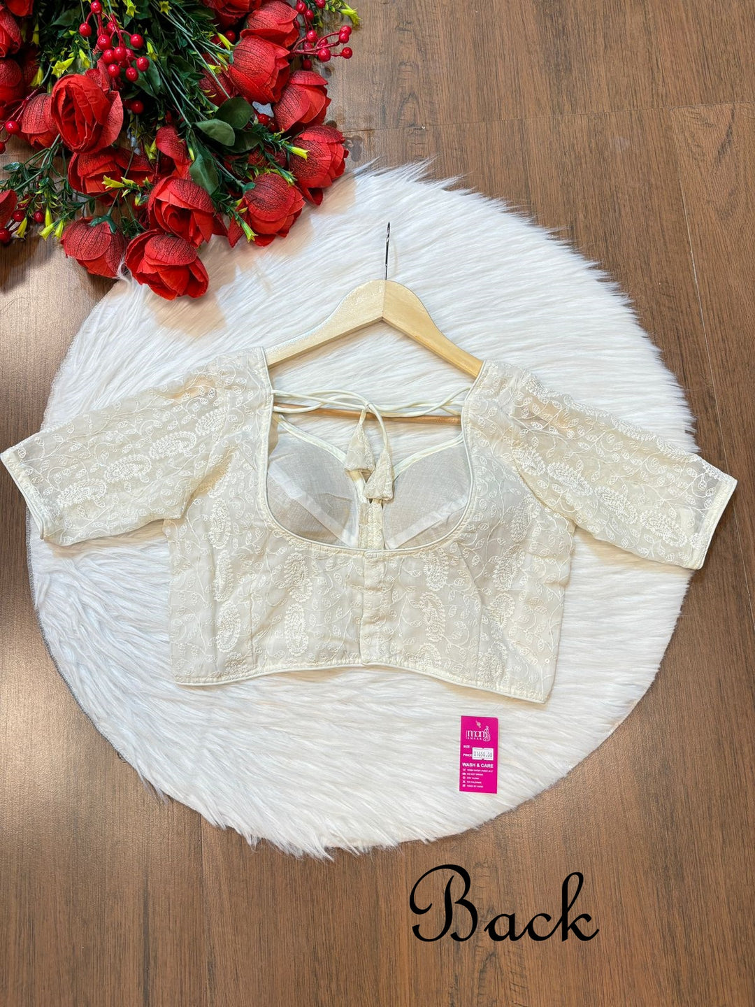 Off White Sparkle Designer Net Blouse