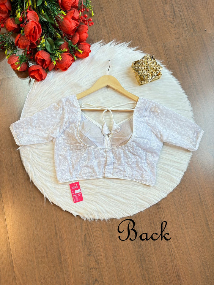 White Sparkle Designer Net Blouse