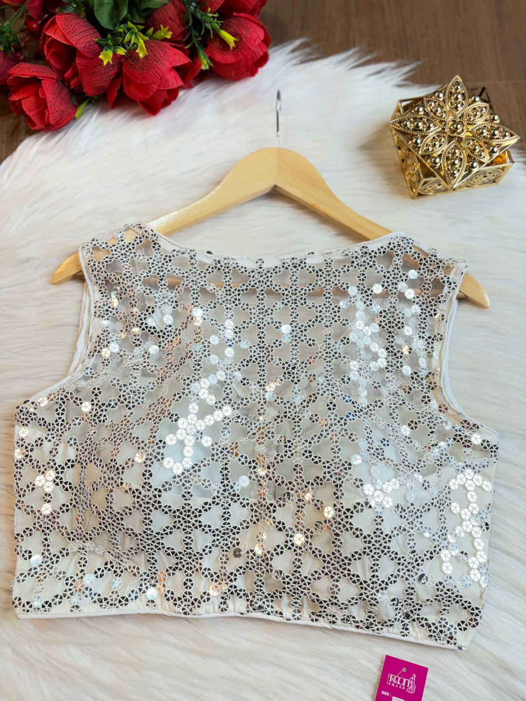 Candles Of The Night Designer Net Blouse