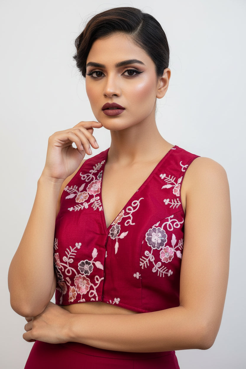 Paint In Pink Designer Net Blouse