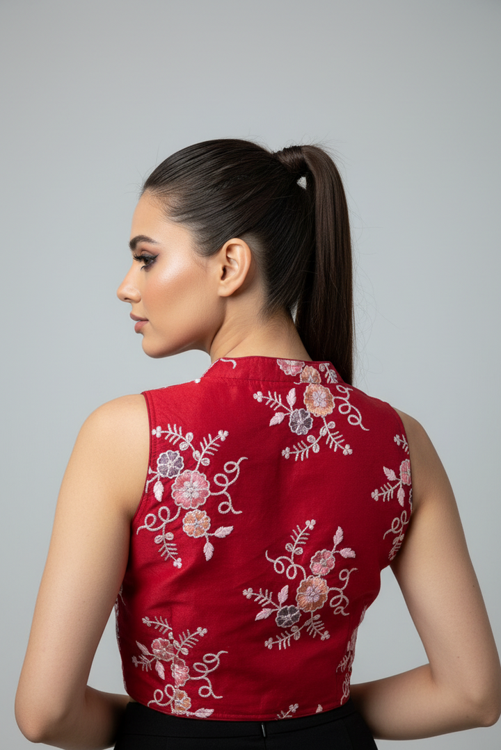 Paint In Pink Designer Net Blouse