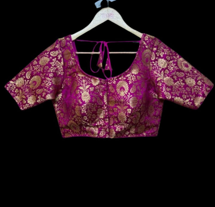 Pink In My Mood Designer Banarasi Silk Blouse