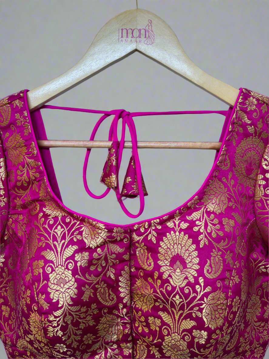 Pink In My Mood Designer Banarasi Silk Blouse