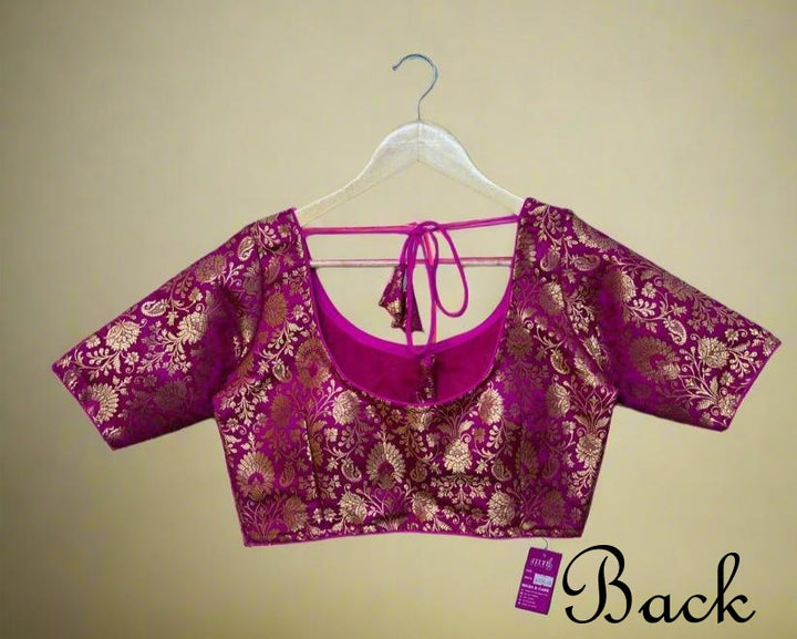 Pink In My Mood Designer Banarasi Silk Blouse