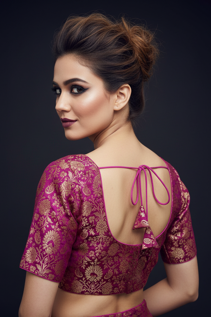 Pink In My Mood Designer Banarasi Silk Blouse