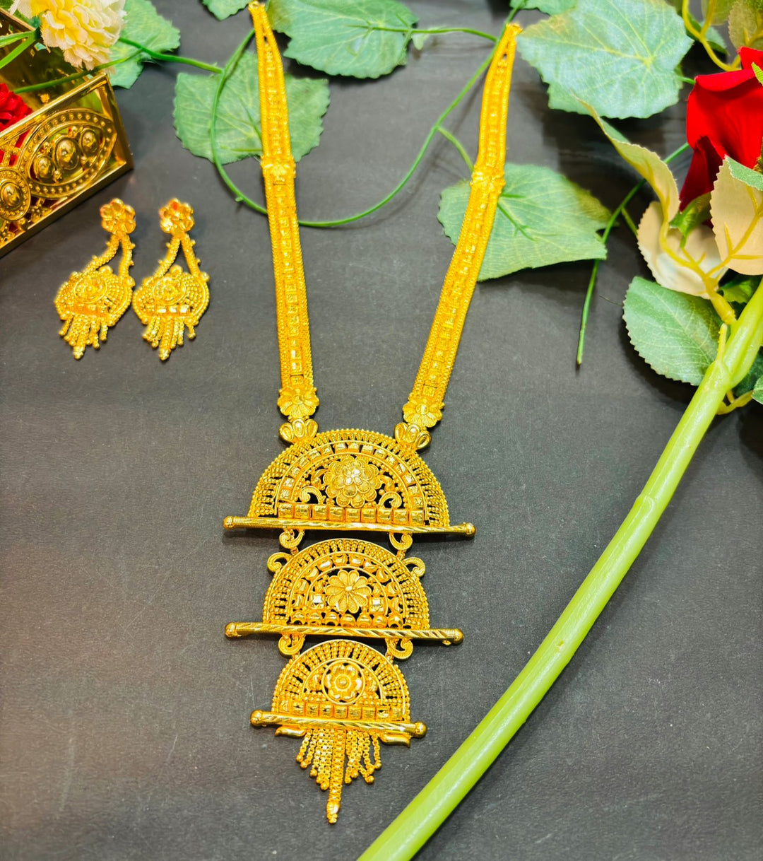 Maheshwari Gold Plated Long Necklace Set