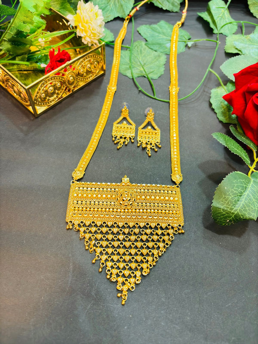 Priyambada Gold Plated Long Necklace Set